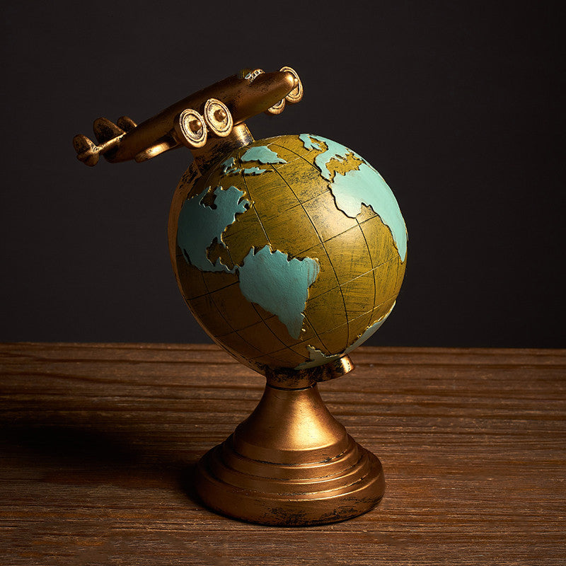 Retro globe clock home decoration.